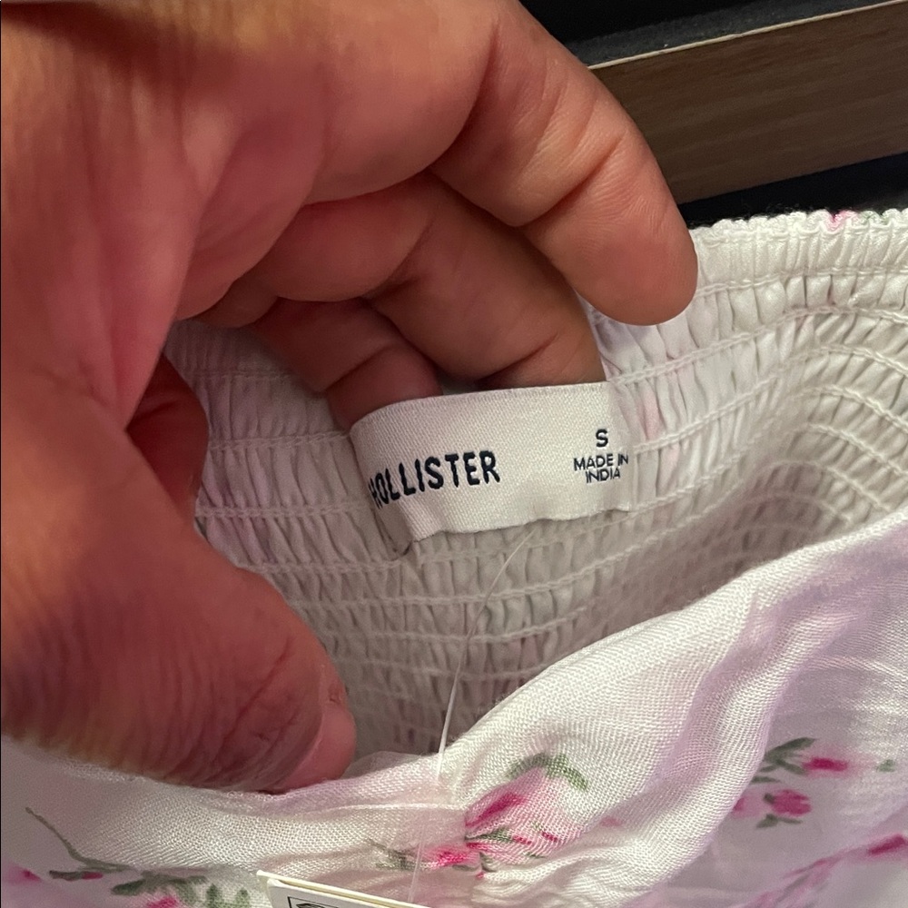 Hollister White Floral Mini Skirt with Pink Rose Print